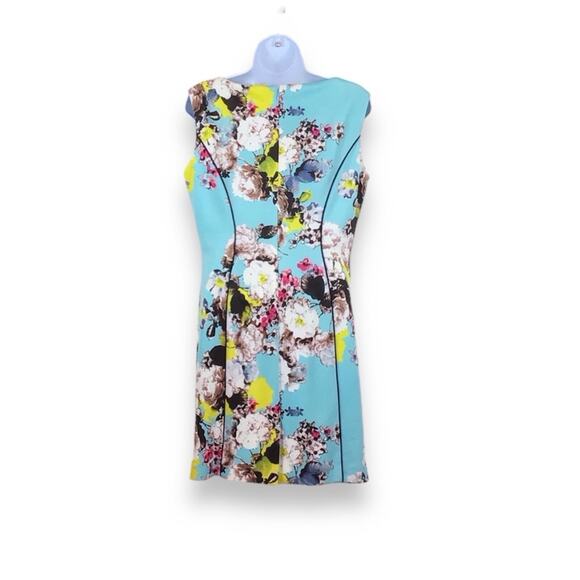 TARAHI ASL Sleeveless Aqua Floral Sheath Dress size 10P - Picture 3 of 6